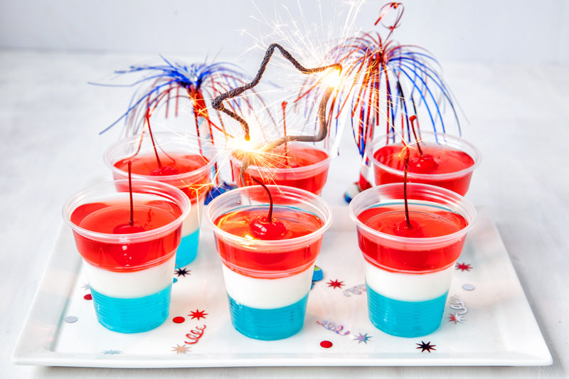 Striped jelly shots with firecracker star