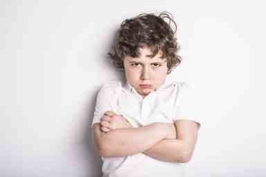 Head and Shoulders Close Up Portrait of Young boy with Sulk attitude