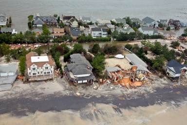 Aerial photos of New Jersey coastline in the aftermath of Hurricane Sandy