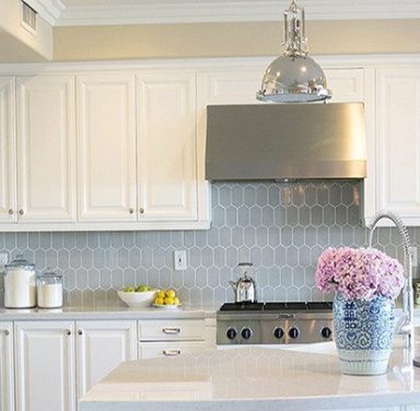 LANZA ROOM Walker Zanger Cocoon Mosaic in Pale Sky Gloss