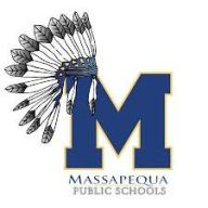 The Massapequa School District logo, featuring a Native American headdress.
