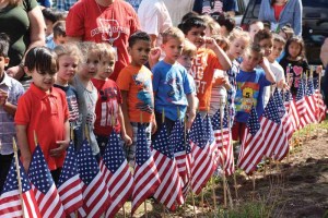 Many Dutch Lane students wore red, white and blue, and shirts featuring the American flag during Constitution Day. (Photo courtesy of the Hicksville School District)