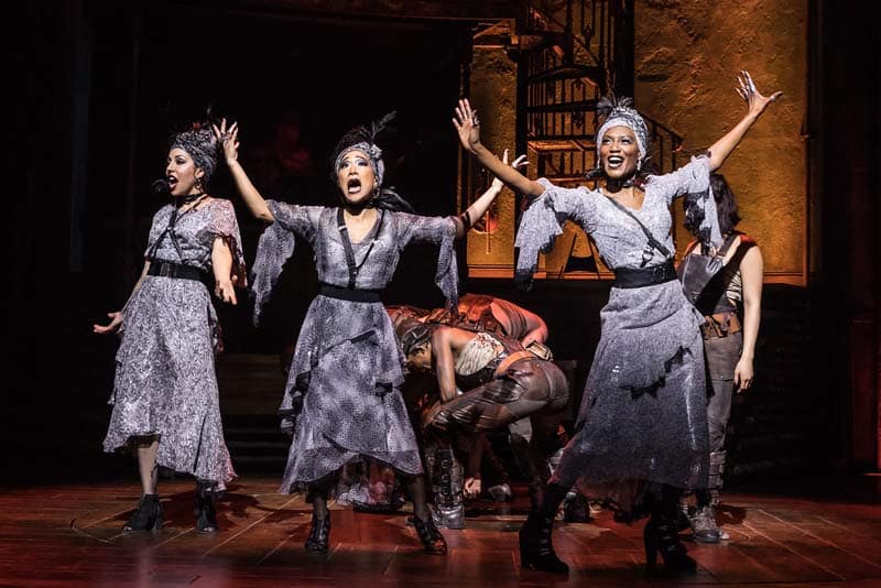 Yvette Gonzalez-Nacer, Kay Trinidad and Jewelle Blackman, Hadestown— Matthew Murphy