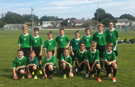 The FPSC Wolves (Boys Under-13). Front row (l. to r.): Jack Young, Joseph Sarcona, Kole Griffin, Gerard O'Hara, Mark Filoso, Henry Micyk, Matthew Connolly. Back row (l. to r.): Danny O'Hara, Jack McNavich, Thomas Nelan, Greg Alcusky, James Haslbauer, Aidan Driscoll, Dylan Devine, Jack O'Neill. (Not pictured: Aaron Moran, Liam Gayron)