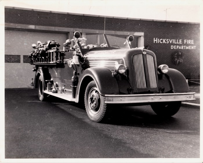 The Seagrove parked in front of the Hicksville Fire Department before it was decommissioned