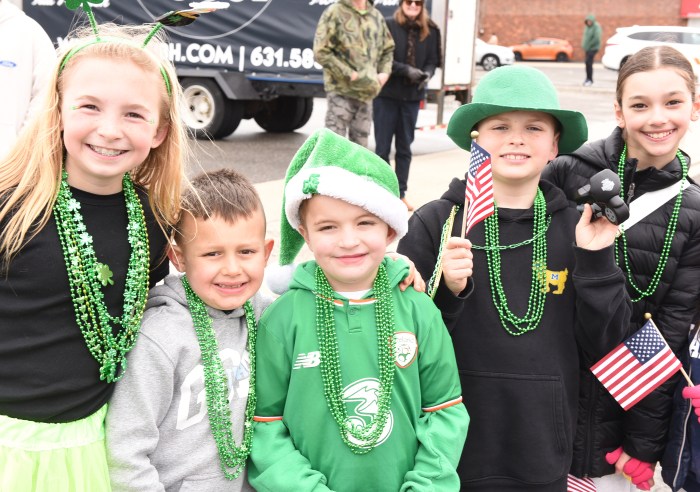 Kids in green at the Massapequa St. Patrick's Day parade