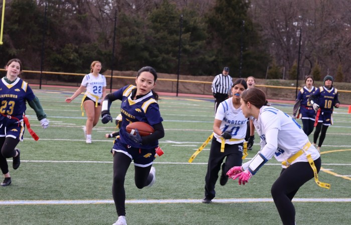 The Jericho High School flag football team faced off against Herricks High School on Wednesday, March 26
