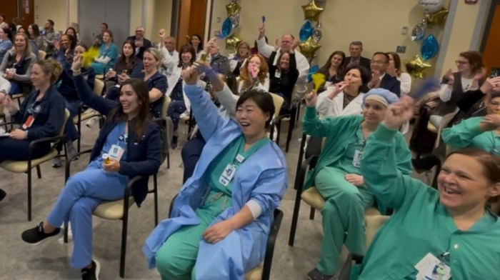 Staff at St. Francis Hospital & Health Center in Flower Hill celebrate earning Magnet designation for the fifth year.