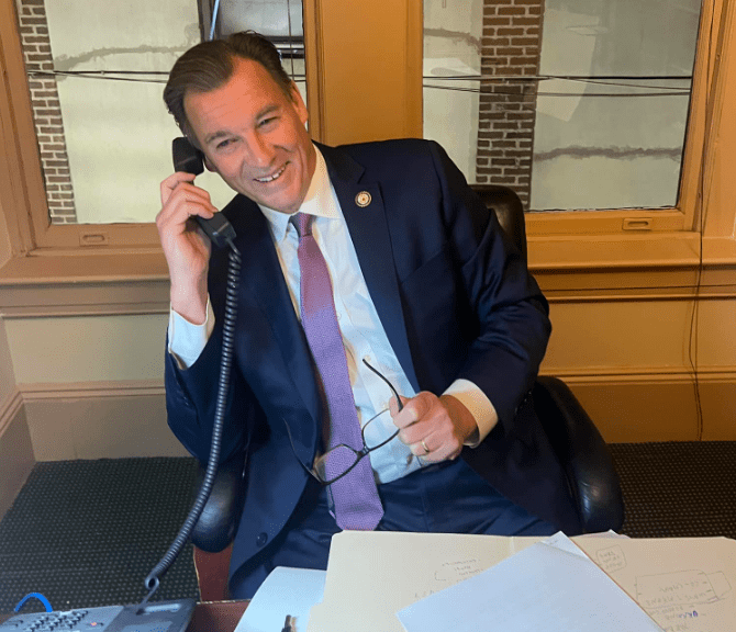 U.S. Rep. Tom Suozzi (NY-3) answered directly to caller questions from concerns about DOGE, the partisan divide and funding cuts during a tele-town hall
