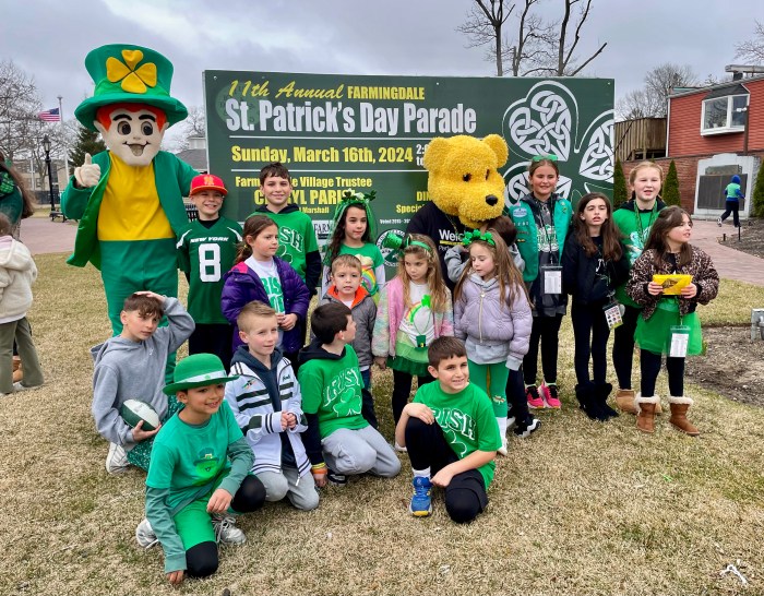 Marchers in the Farmingdale St. Patrick's Day Parade on March 16
