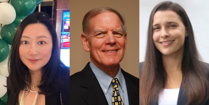 From left to right, Manhasset Library candidates Vera Chen, Donald O'Brien and Sophie Seibert