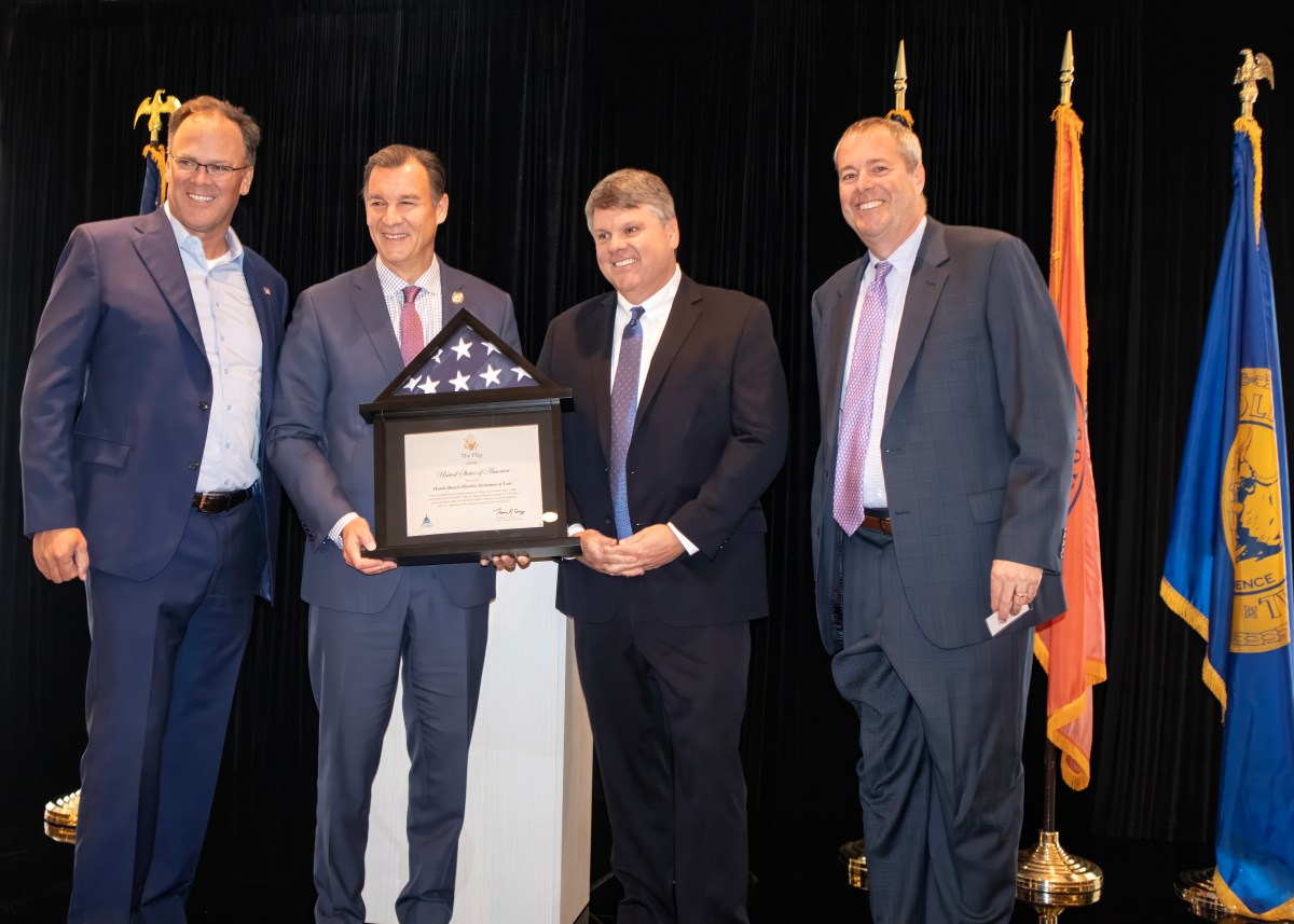 Harris Beach Murtha Partner Shawn Griffin, U.S. Rep. Tom Suozzi, Harris Beach Murtha Long Island Managing Partner Tom Garry and Harris Beach Murtha CEO Chris Jagel celebrated the firm's 15th anniversary.