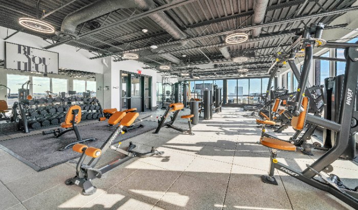 Royal Blue workout equipment.