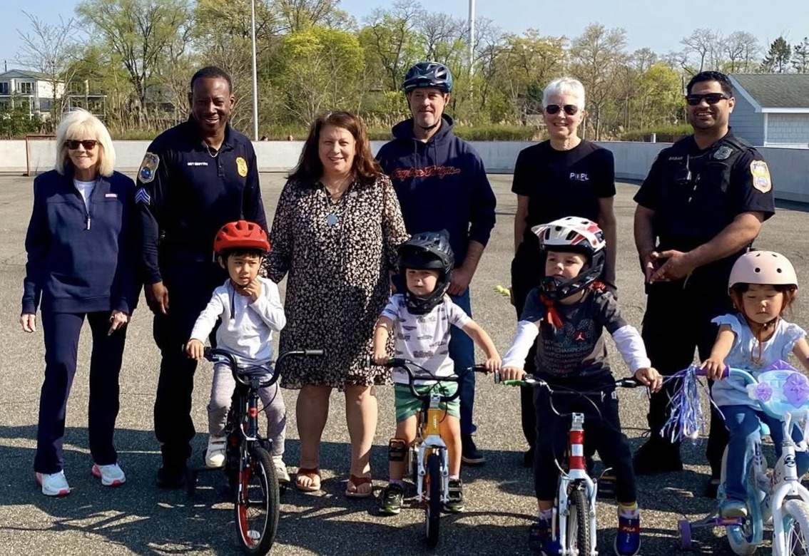 A Bicycle Rodeo, Helmet Safety, and Story Time event at Manorhaven Beach Park on April 24 taught children about bike safety.