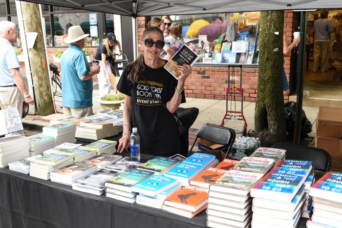 Vendors lined the streets of downtown Oyster Bay at the Gold Coast Book Fair's outdoor marketplace last year.