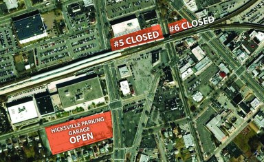 Aerial view of Hicksville parking lot closures set to begin on May 3