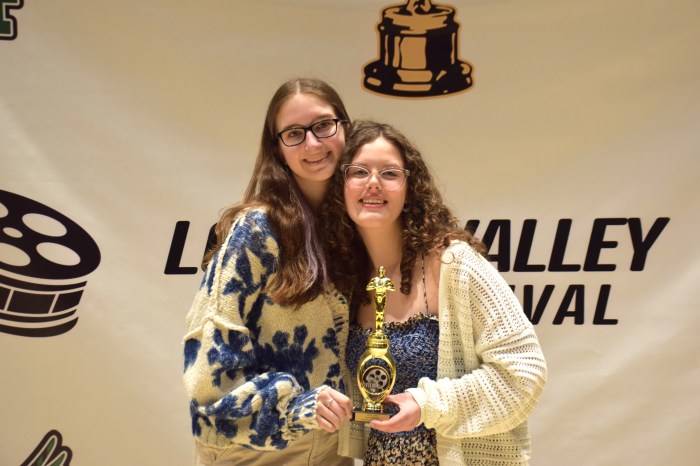 Locust Valley High School star Olivia Wilde (left) and director Abigail Maselli (right) won Best in Show for “Pianissimo” in the school’s 19 th annual film festival on April 3.
