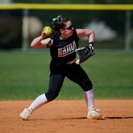 Senior Alyssa Cowen fielding for the Farmingdale State College softball team while playing in Florida