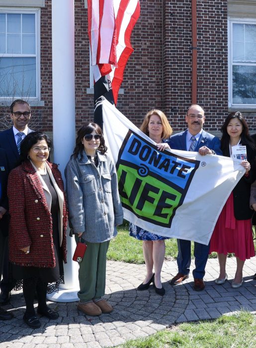 The Town of North Hempstead raised a flag with the words "donate life" to raise awareness for organ donation