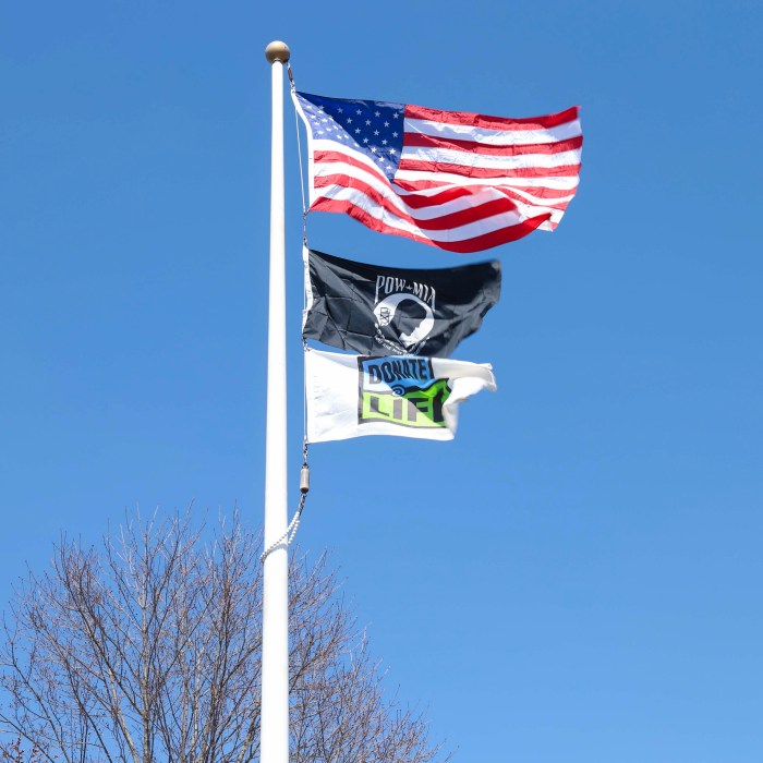 The organ donation awareness flag flies above the Town of North Hempstead