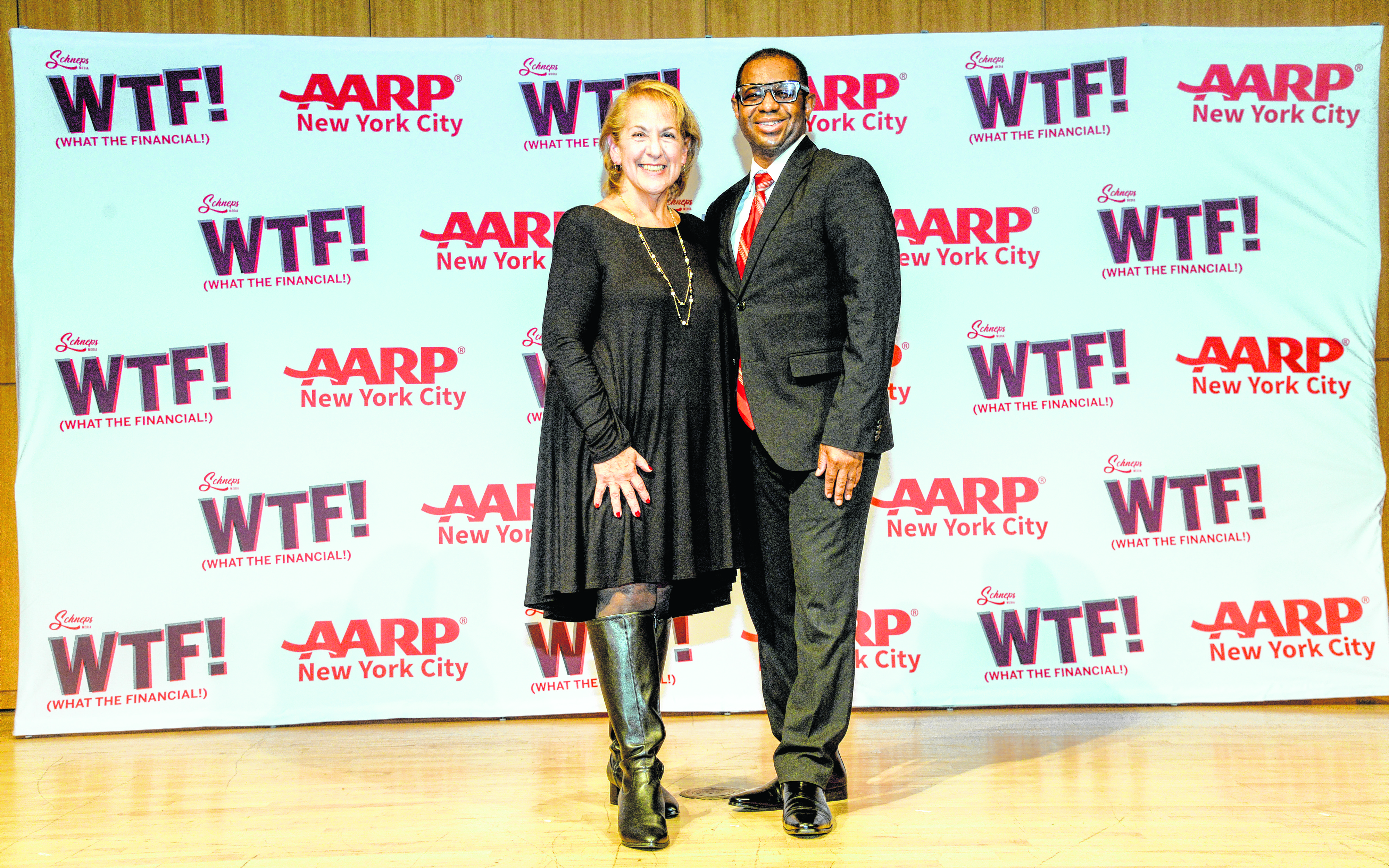 Diane Harris, keynote speaker for WTF: What the Financial!, and Reginald Nance of AARP.