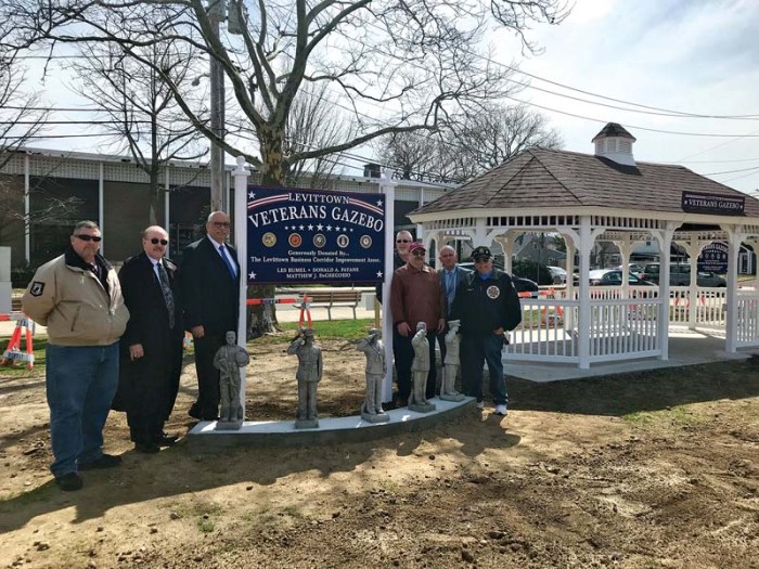 Les Rumel and other community members as unveil the new gazebo at Levittown Veterans Memorial Park was unveiled in 2019