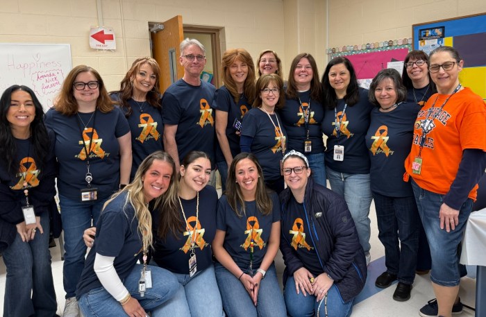 Staff across the Bethpage School District show support for Hailey Giebel, a 13-year-old diagnosed with leukemia.