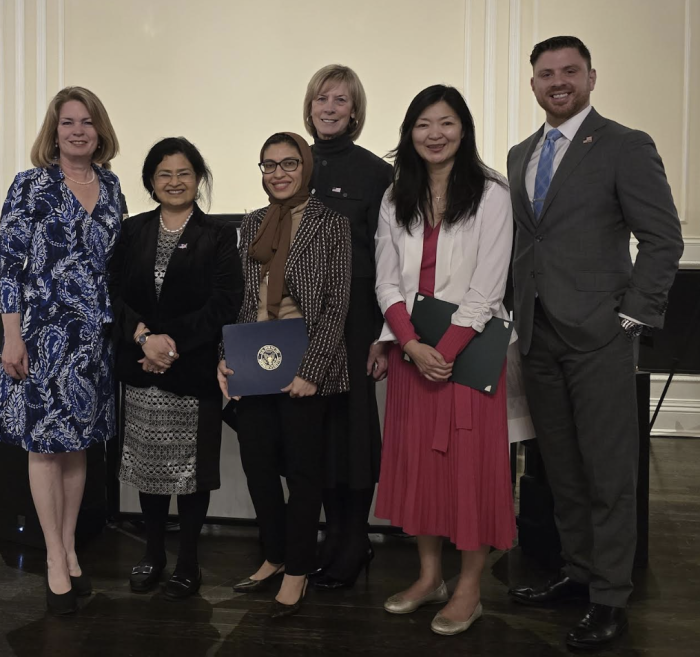 Local politicians stand together at Herricks Dinner Dance.