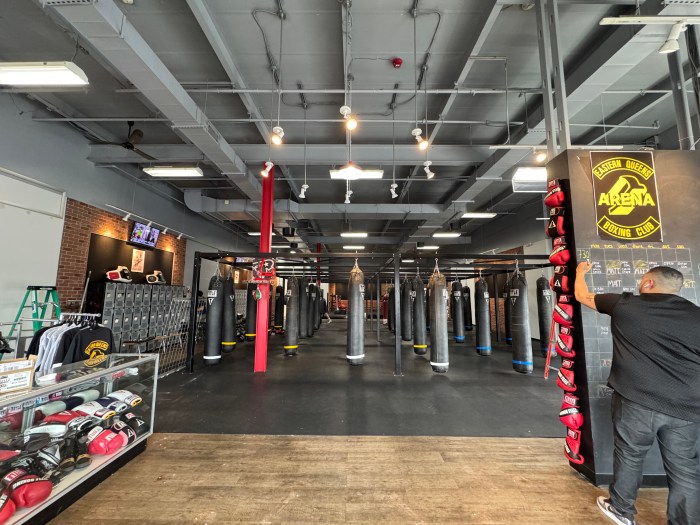 The interior of the Eastern Queens Boxing Club gym in Syosset