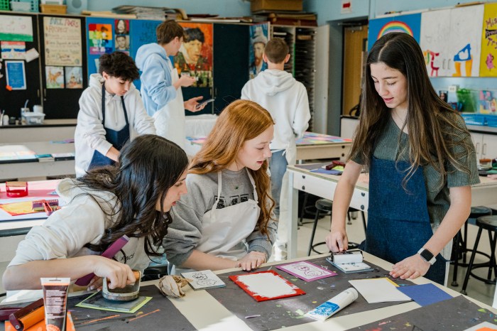 Students at JFK Middle School recently explored the art of printmaking in Jamie Bula’s Art 8 class.