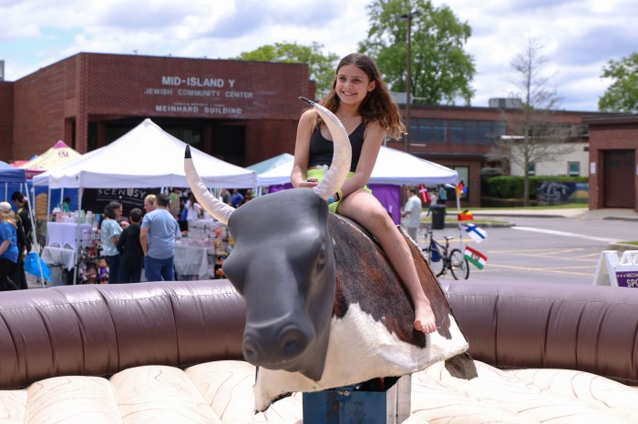 Bull riding at 2024 SpringFest held by the Plainview-Old Bethpage Chamber of Commerce