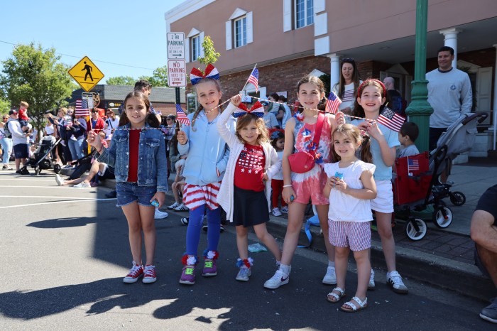 Children wearing red, white, and blue on Memorial Day