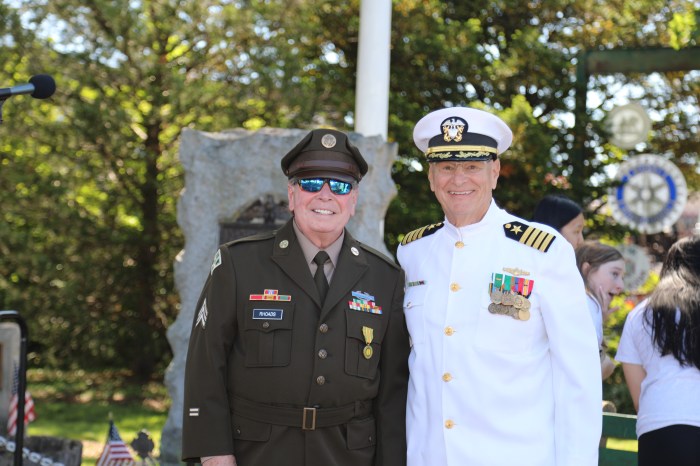 Phil Rhoads, junior vice commander (L.) and Jay Caputo, former post commander (R.) at the Syosset VFW's Memorial Day ceremony
