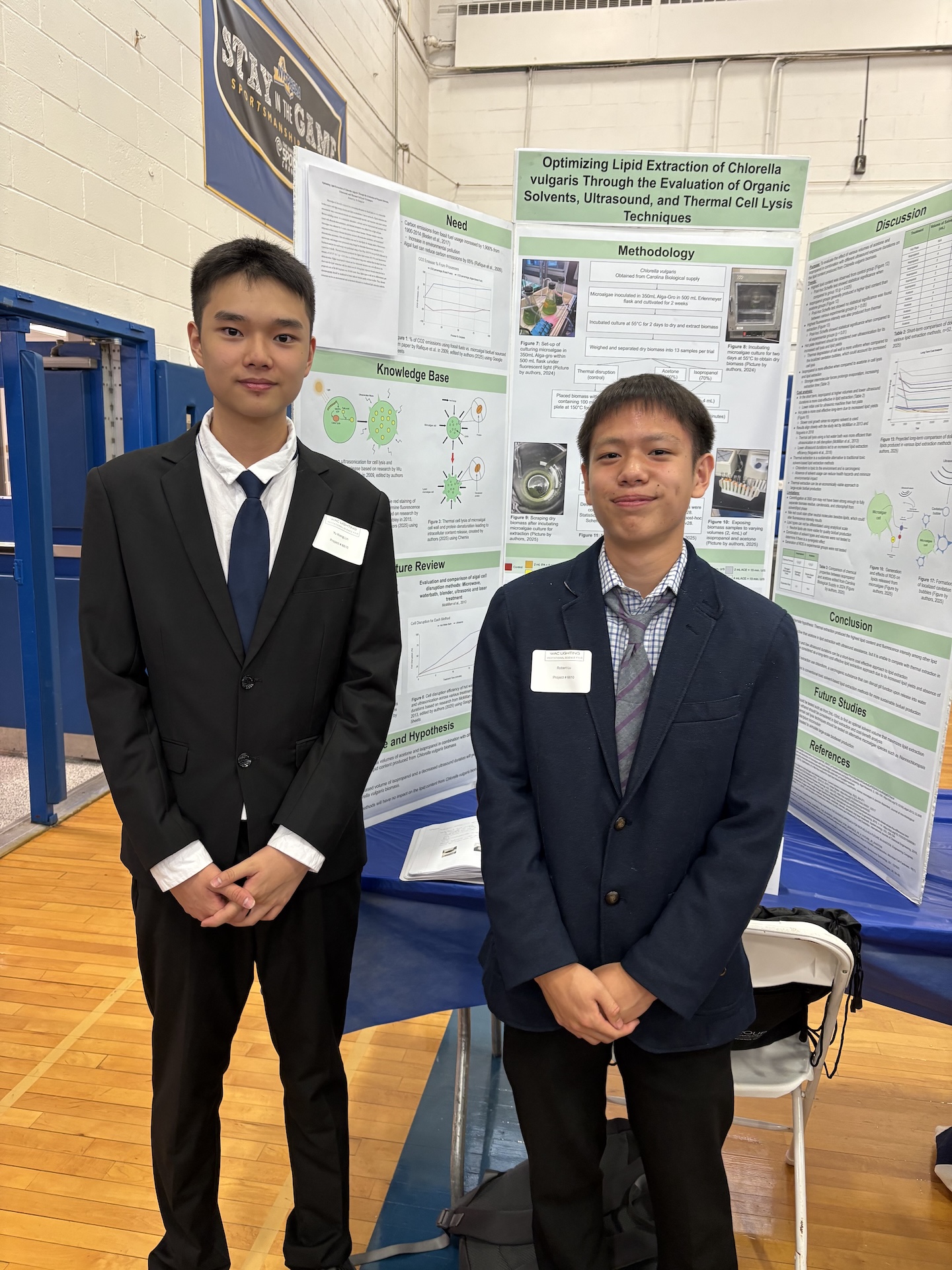 At the WAC Lighting Invitational Science Fair on April 27, Manhasset High School sophomores Robert Lu and Yu Xiang Lin took third place in the Earth and Environmental category for their project.
