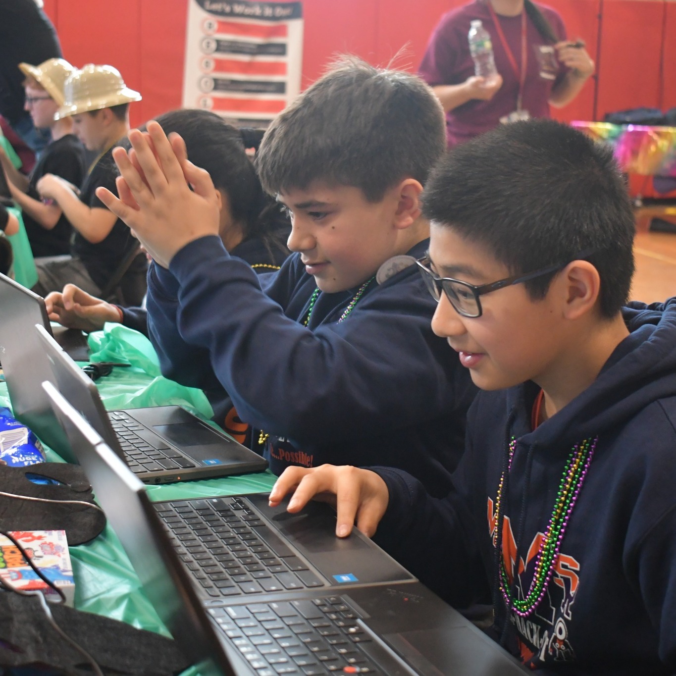 Students competed in various challenges at the hackathon.