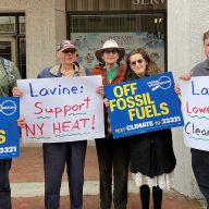 Food & Water Watch advocates rally in front of Assembly Member Charles Lavine's office in support of the HEAT Act