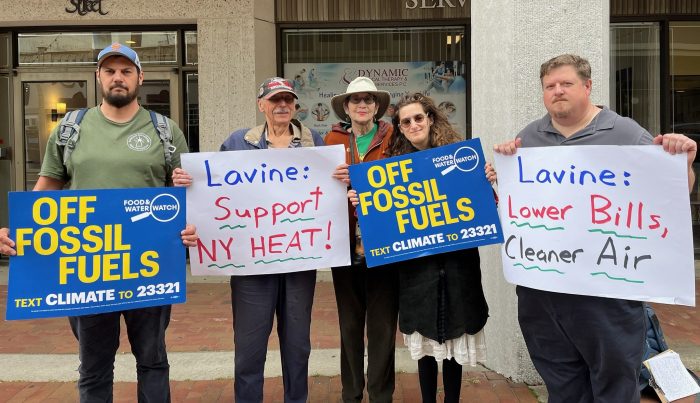 Food & Water Watch advocates rally in front of Assembly Member Charles Lavine's office in support of the HEAT Act