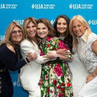 Bonnie Greenfield, Mona Gora Sterling, Tovah Feldshuh, Lindsay Shapses and Lauren Held Cohen attended the UJA-Federation Spring Event on Thursday.