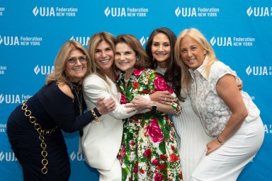 Bonnie Greenfield, Mona Gora Sterling, Tovah Feldshuh, Lindsay Shapses and Lauren Held Cohen attended the UJA-Federation Spring Event on Thursday.