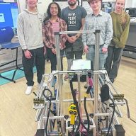 NYIT students who worked on the T.R.A.M project include, from left, Russell Wetzler, Alana Singh, Derrick Chiu, Tyler Hradek and Joanna Sroka.