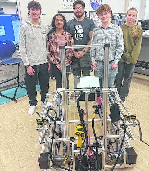 NYIT students who worked on the T.R.A.M project include, from left, Russell Wetzler, Alana Singh, Derrick Chiu, Tyler Hradek and Joanna Sroka.