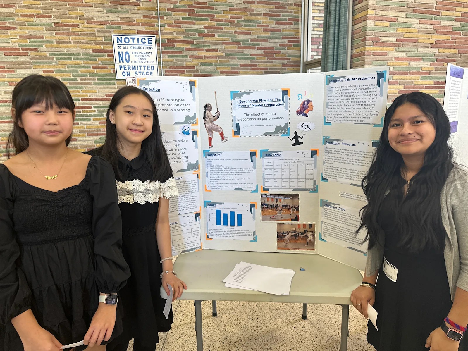 Fiona Hsiao, Joanna Wang and Micol Carrillo presented their project 'Beyond the Physical: The Power of Mental Preparation.'