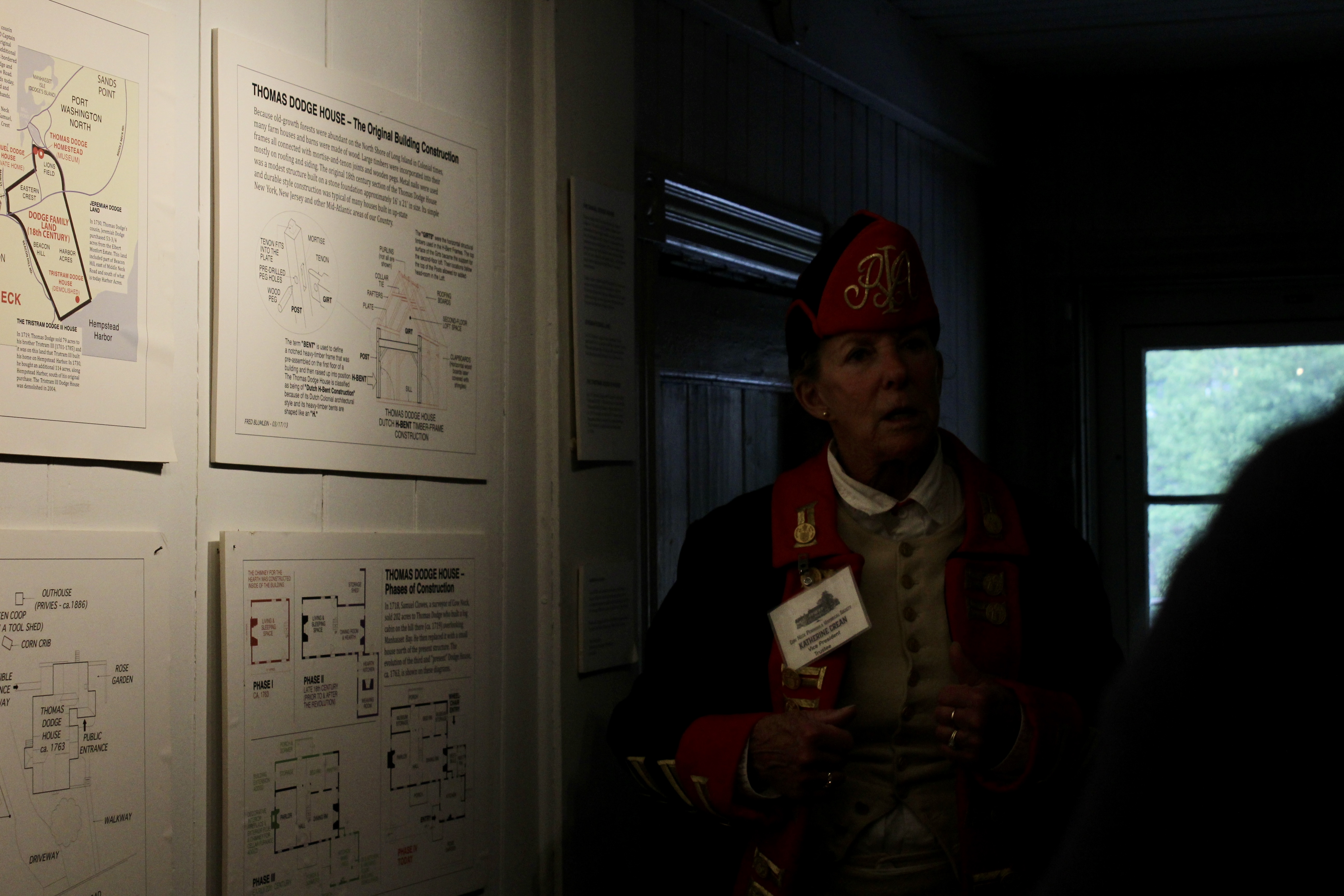 A member of the historical society gives a tour inside of the Dodge Homestead.
