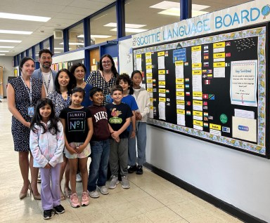 Herricks students language board