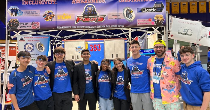 The John F. Kennedy High School's robotics team, POBots, competed with "Barry" at the FIRST Long Island Regional