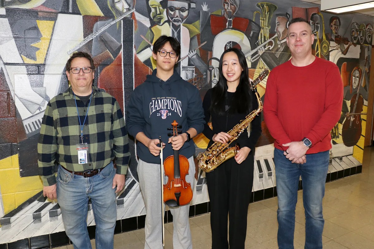 Dylan Kim and Sarah Sun from South High School performed in the All-Eastern Honors Ensemble.