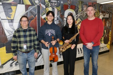 Dylan Kim and Sarah Sun from South High School performed in the All-Eastern Honors Ensemble.