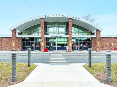 The Syosset High School front entrance.