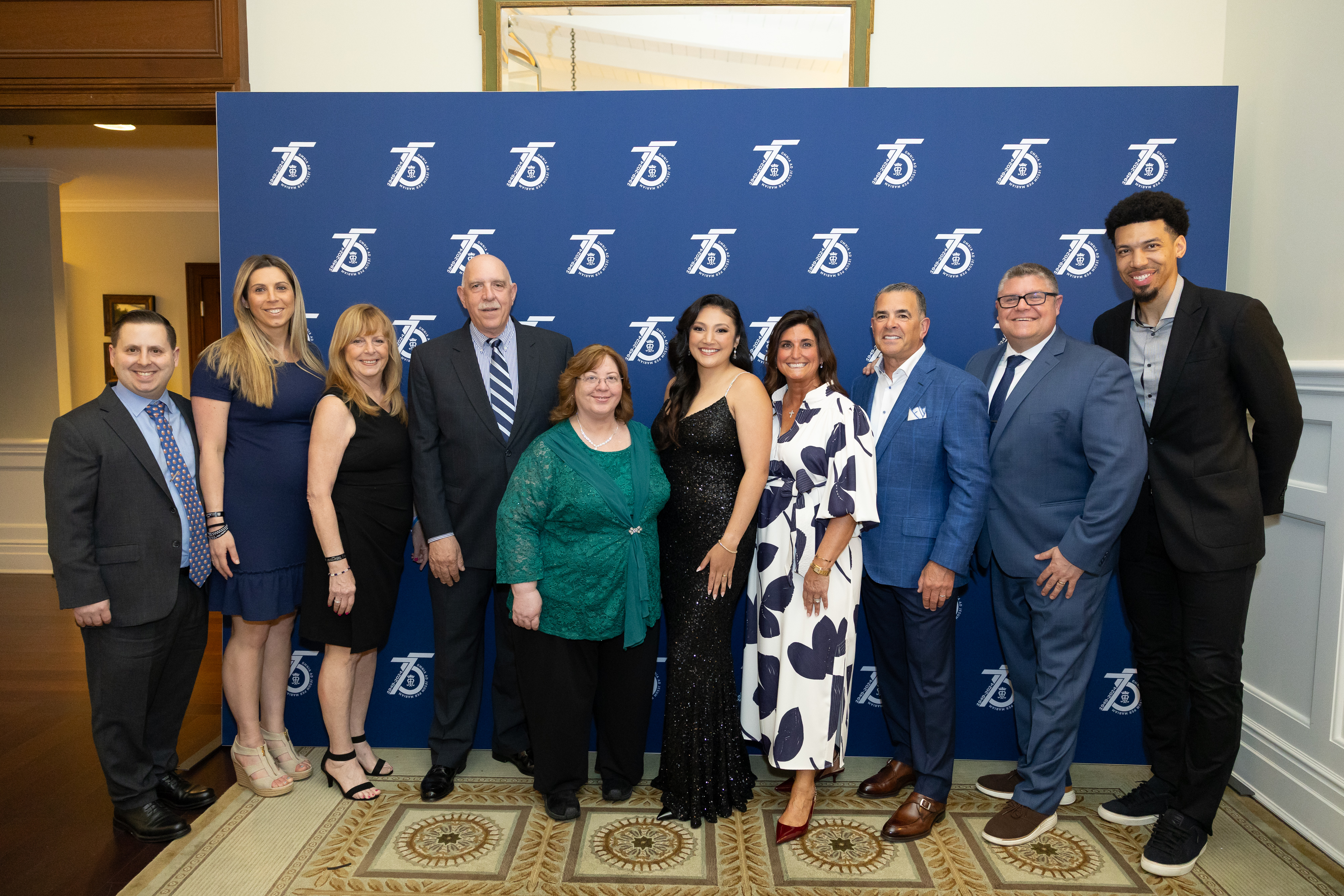 The honorees and their representatives at St. Mary's 75th anniversary gala.