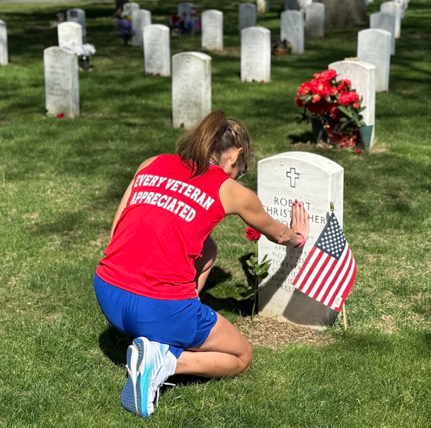 Team EVA makes stops at memorials and ceremonies to lay flowers, cones, wreaths and flags during the week-long fundraiser.